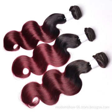 100% Virgin Cuticle Aligned Hair Modern Show Raw Human Hair Weave Cheap Ombre Color 1B/99J Body Wave Peruvian Hair Bundles